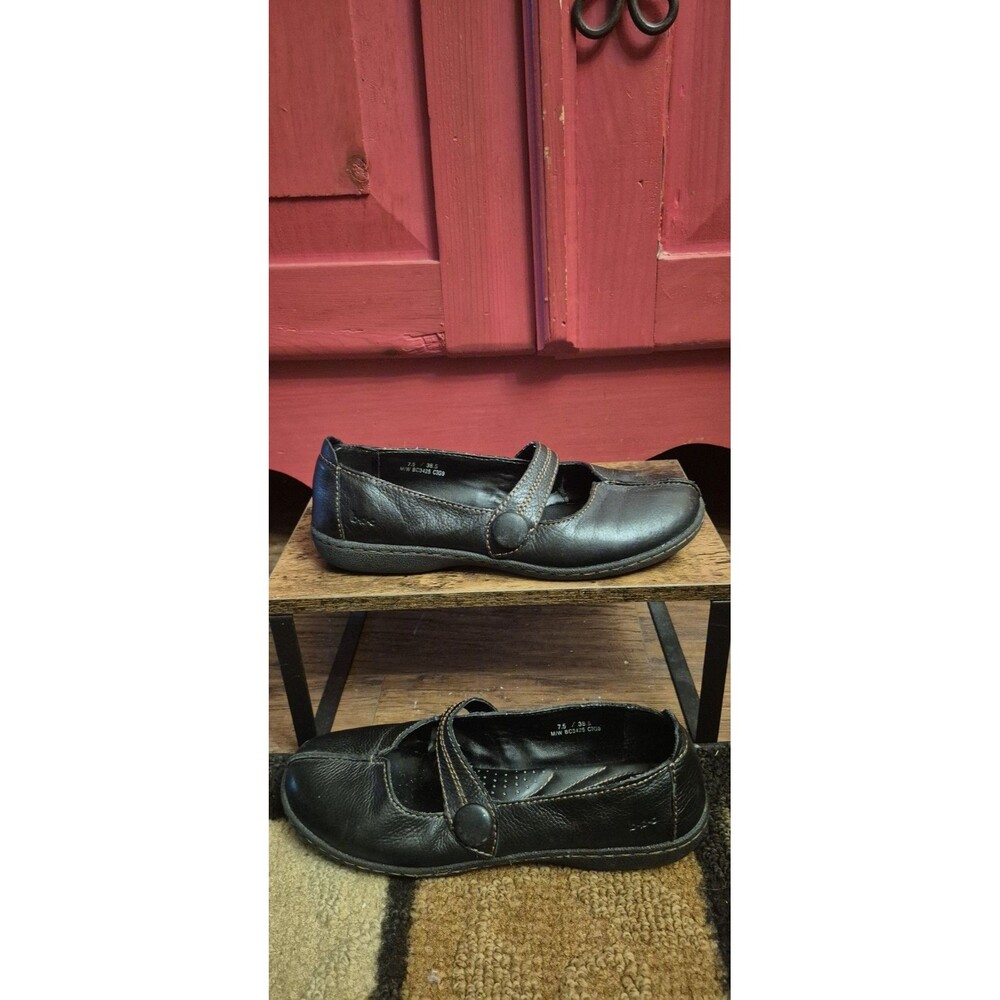 b.o.c. Born Size 7.5 Concept Black Leather Mary Jane Flats Womens  BC3425 EUC